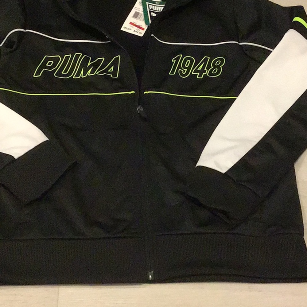 Puma NWT Boy Teen Youth Black Zip up Jacket with Pockets. - Picture 2 of 6